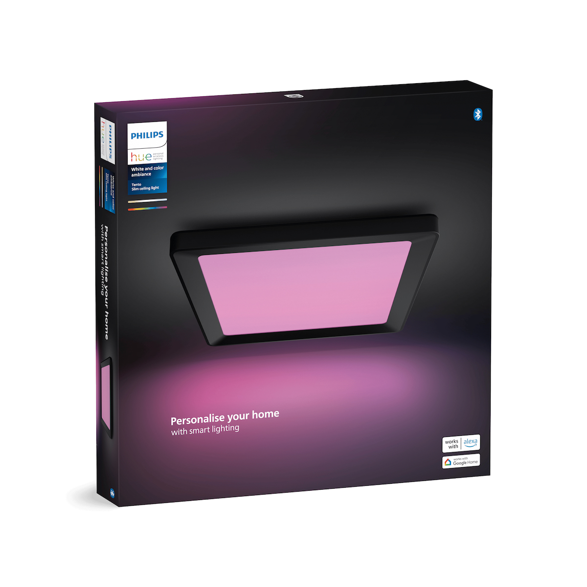 Philips Hue Tento Siyah Sıva Üstü RGB Akıllı LED Panel Tavan Armatürü 30x30cm 1340 Lumen