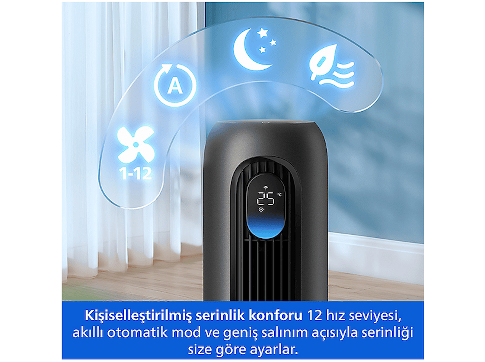 PHILIPS 7000 Serisi CX7550/01 Kule Tipi Vantilatör Siyah
