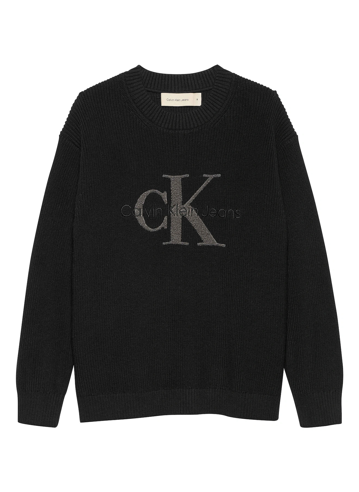 Calvin Klein Bisiklet Yaka Regular Fit Baskılı Siyah Erkek Çocuk Kazak IB0IB02219BEH