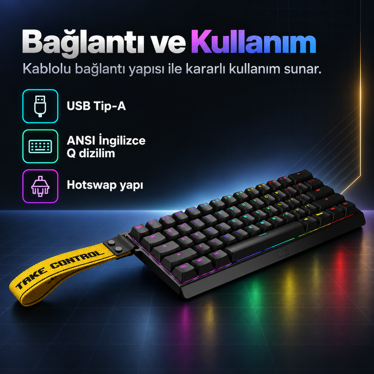 Wooting 60HE+ ANSI Lekker L60 Linear Manyetik Switch Gaming Klavye (WK3-US2-L60-102)