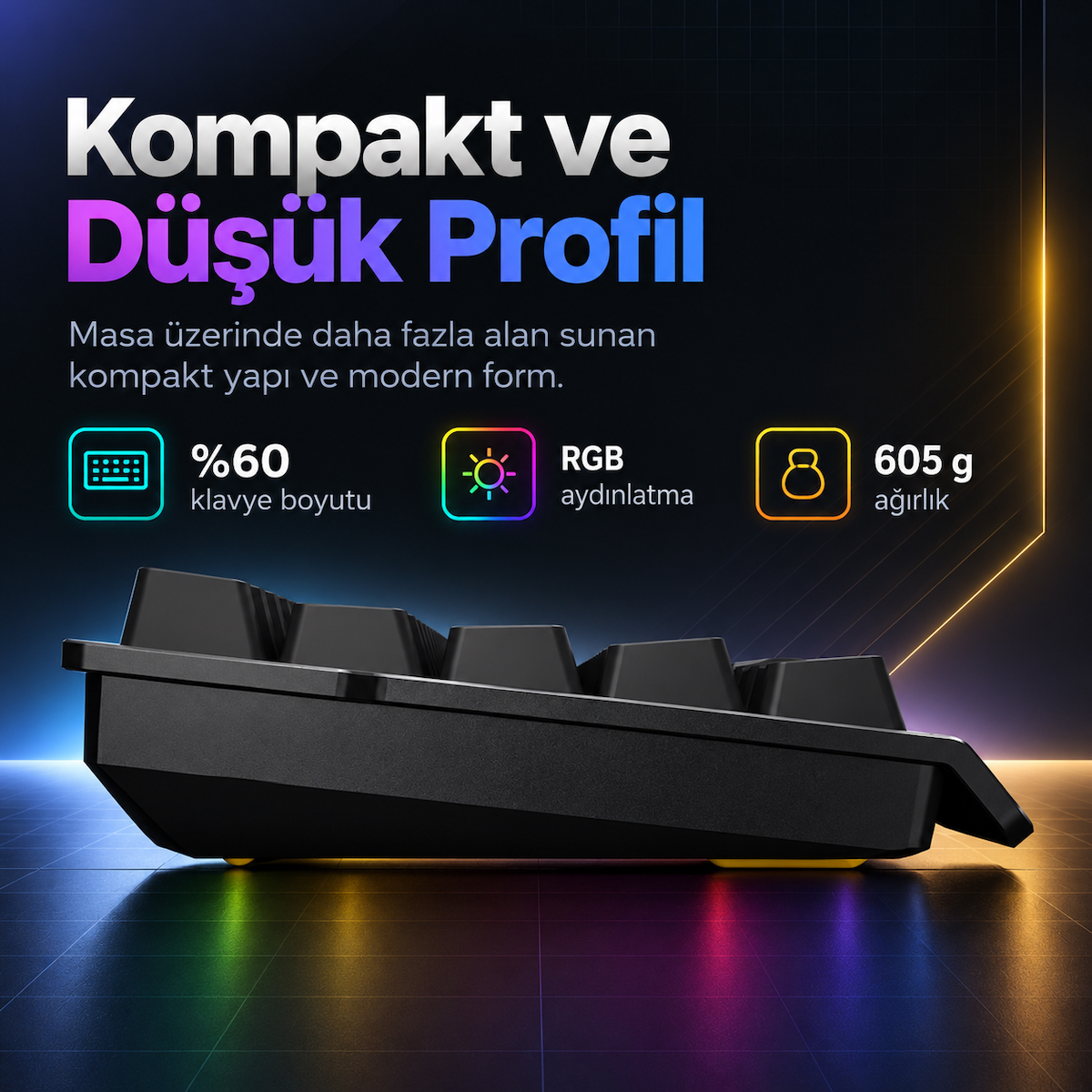 Wooting 60HE+ ANSI Lekker L60 Linear Manyetik Switch Gaming Klavye (WK3-US2-L60-102)