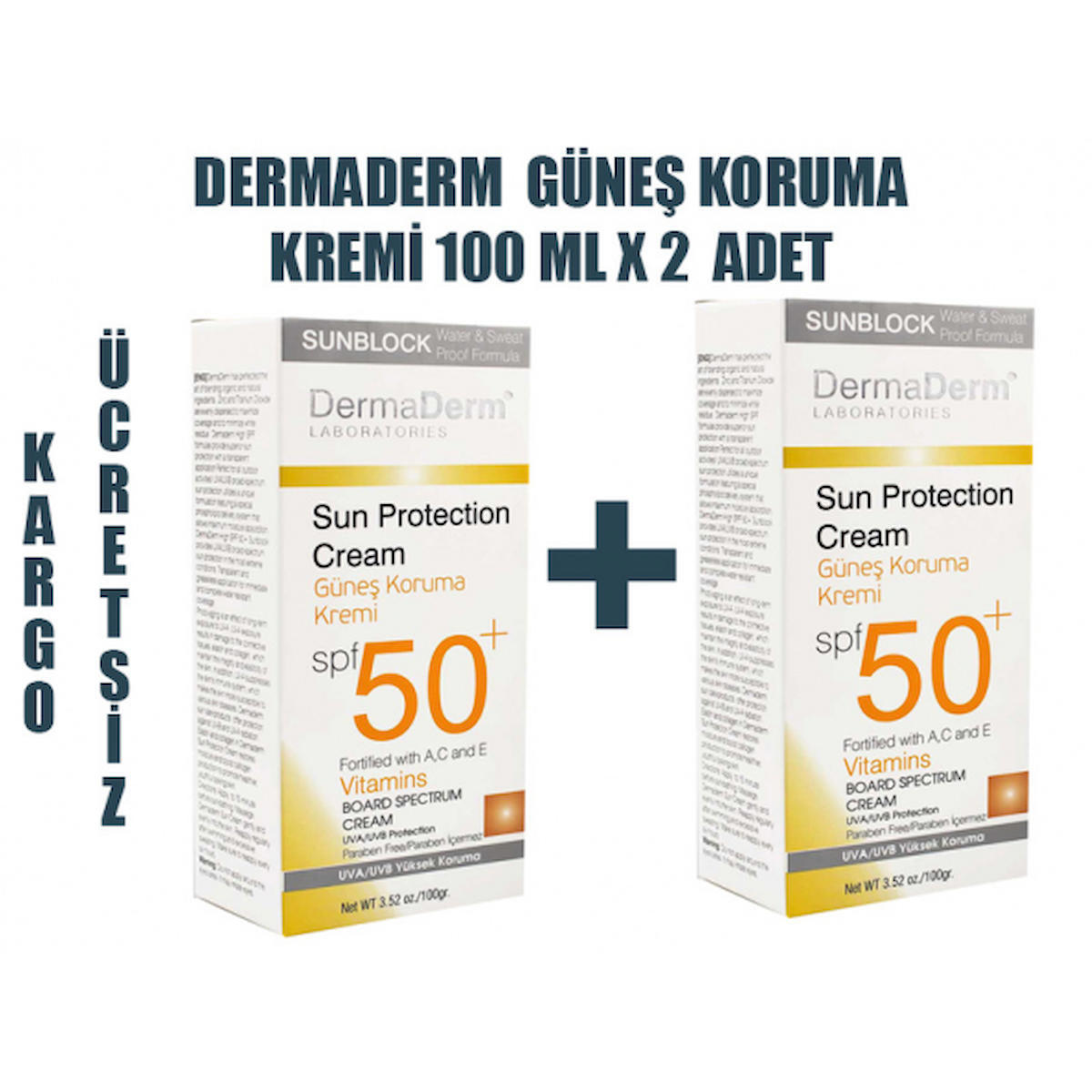 DERMADERM GÜNEŞ KORUYUCU SPF 50 GÜNEŞ KREMİ 2 ADET