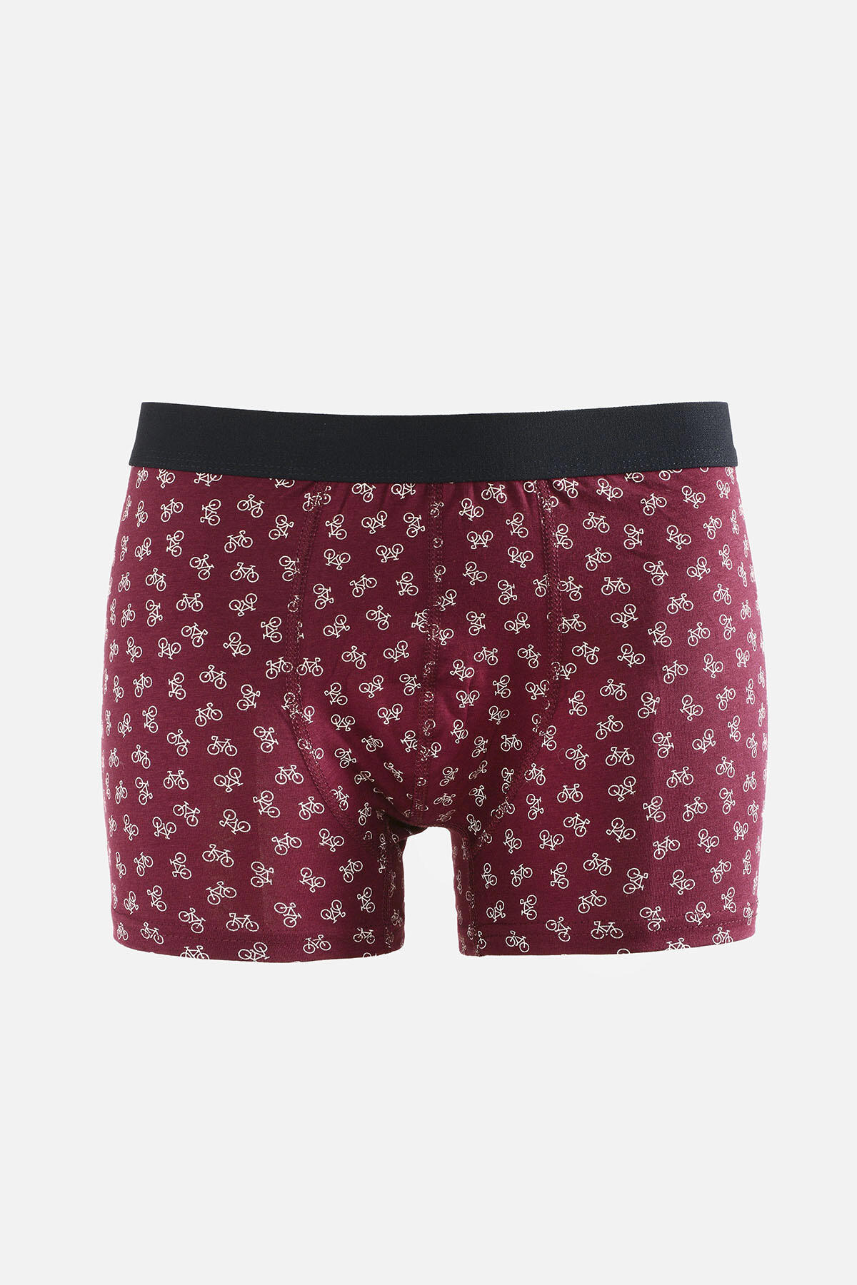 Bordo Bisiklet Desen Erkek Boxer