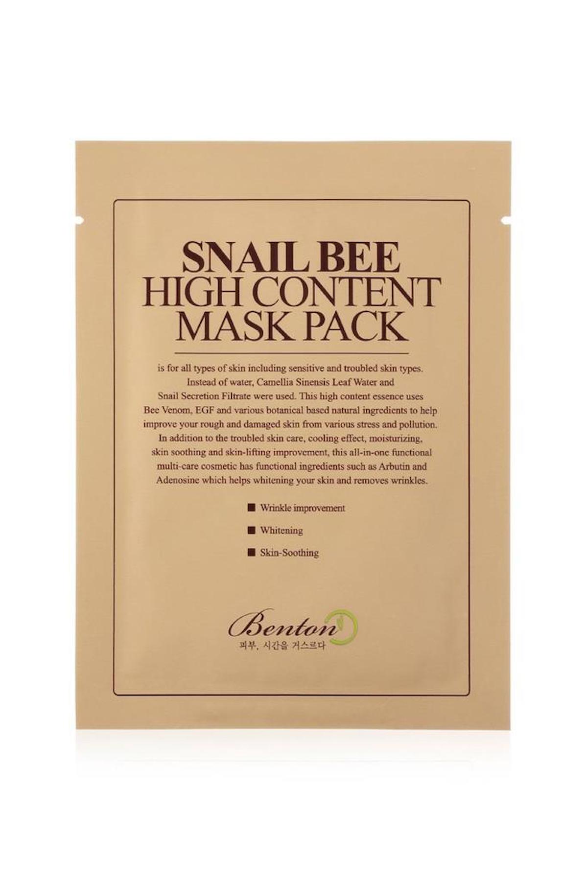 Benton Snail Bee High Content Mask - Salyangoz Özlü Maske