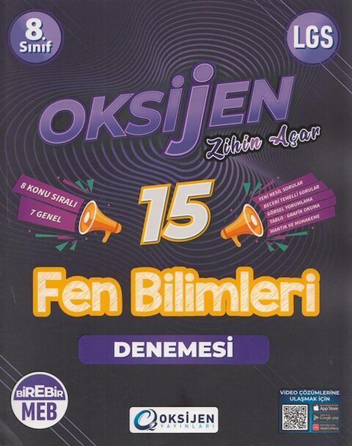 Oksijen Yayınları 8. Sınıf LGS Fen Bilimleri 15 Deneme