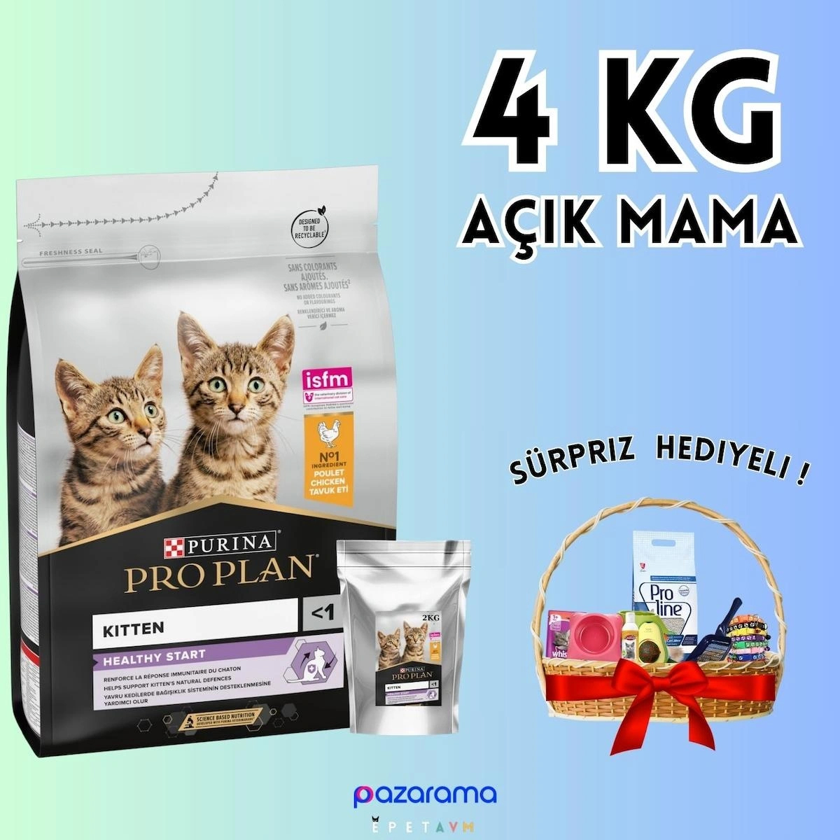 Proplan Kıtten Tavuklu Yavru Kedi Maması 4 Kg Açık Mama - HEDİYELİ PAKET