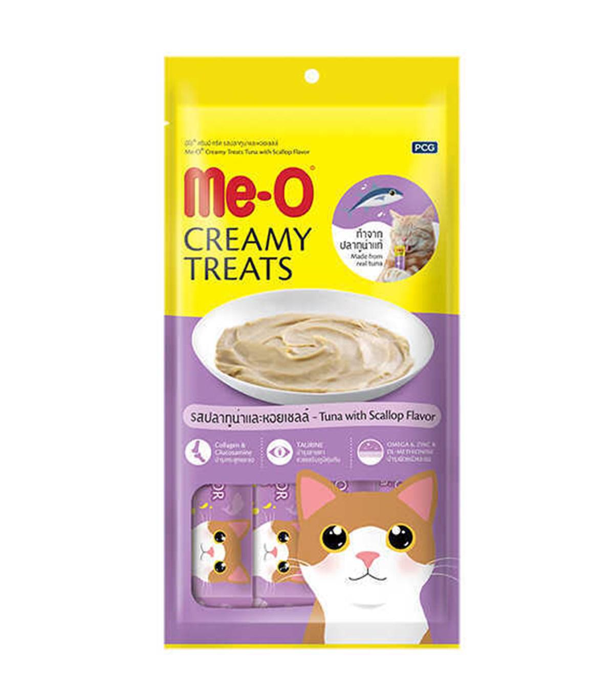 Me-O Creamy Treats Deniz Tarağı - Ton Balıklı Krema Yetişkin Kedi Ödülü 4x15 g 