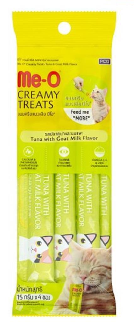 Me-O Creamy Treats Keçi Süt - Ton Balıklı Krema Yetişkin Kedi Ödülü 4x15 g 