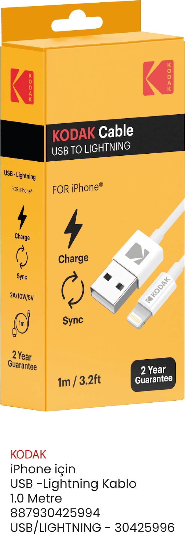 KODAK IPHONE IÇIN USB LIGHTNING KABLO 1.0 METRE