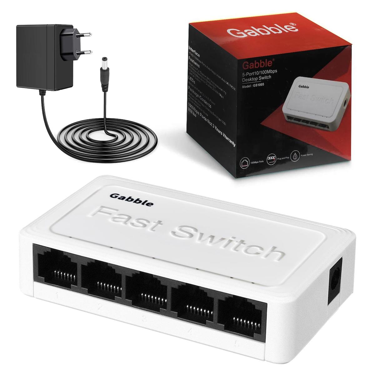 ETHERNET SWITCH HUB 5 PORT 10/100MBPS GABBLE GAB-SWC05