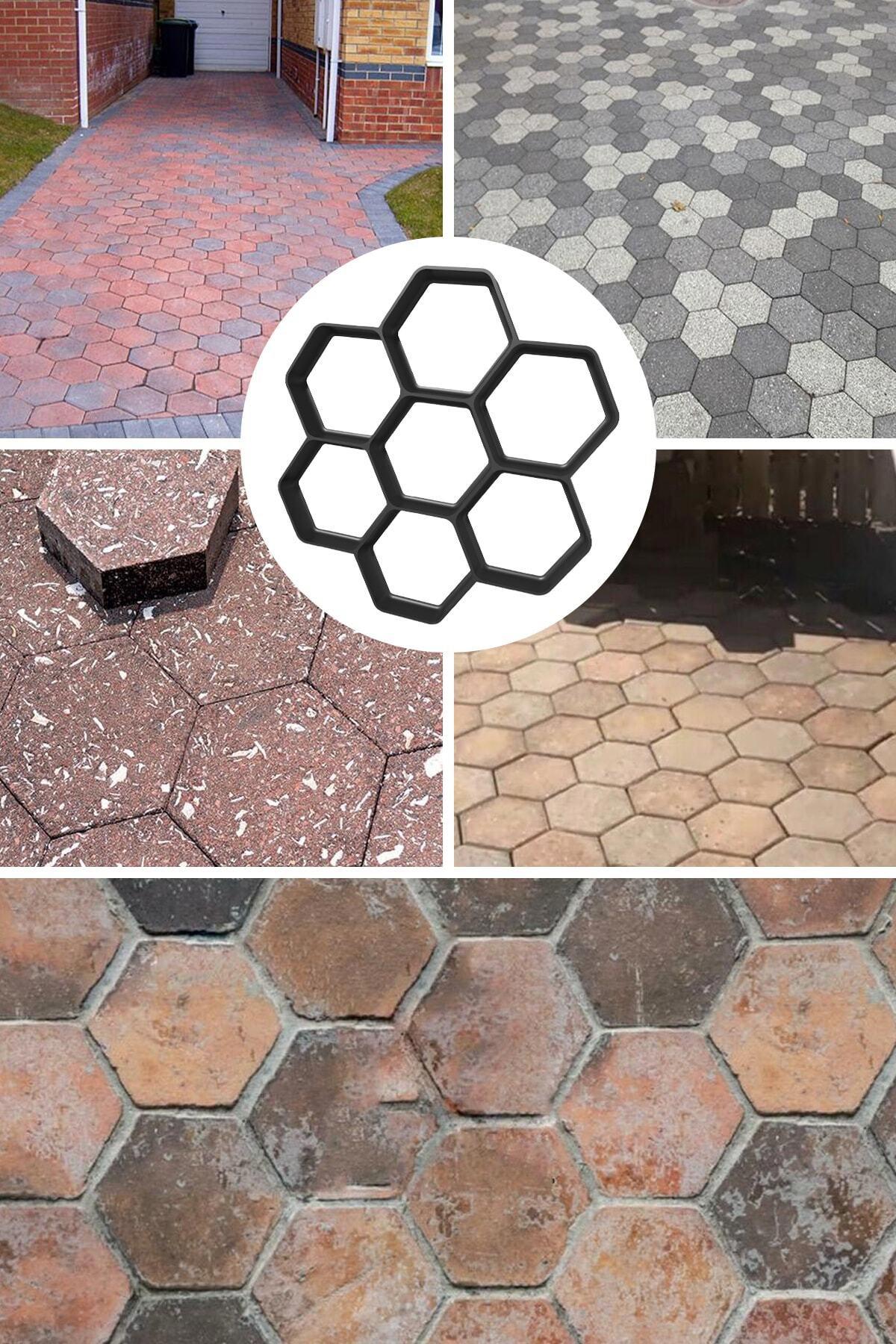 Zemin Kaplama Kalıbı Beton Tuğla Kalıbı Bahçe Parke Taş Kalıbı 46x46 Cm Altıgen Petek 1 Adet