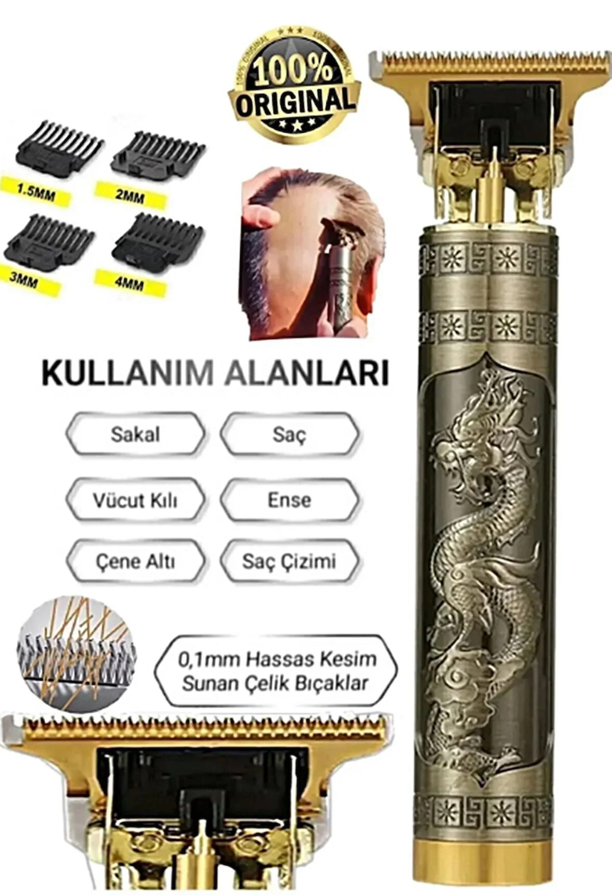 Dragon Saç Sakal Tıraş Makinesi- Lazer Epilasyon Öncesi Şarjlı Tüm Vücut Tüy Kısaltma Makinesi Istenmeyen Tüylere Son