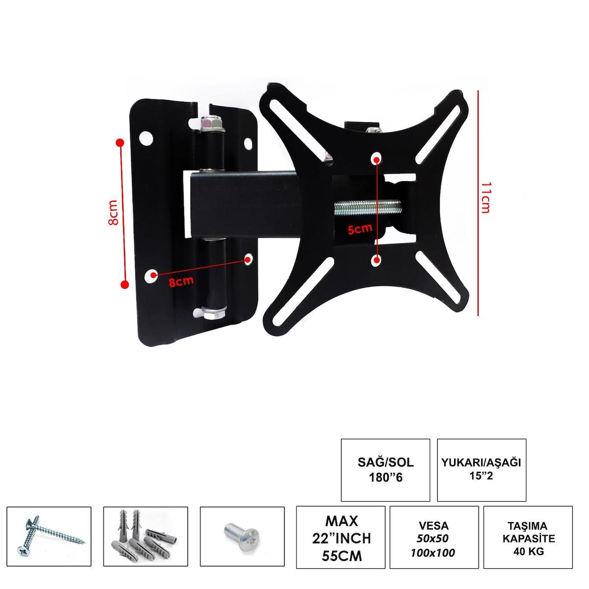 LCD ASKI APARATI HAREKETLİ TEK KOL 22" 55CM UFIX-22KH