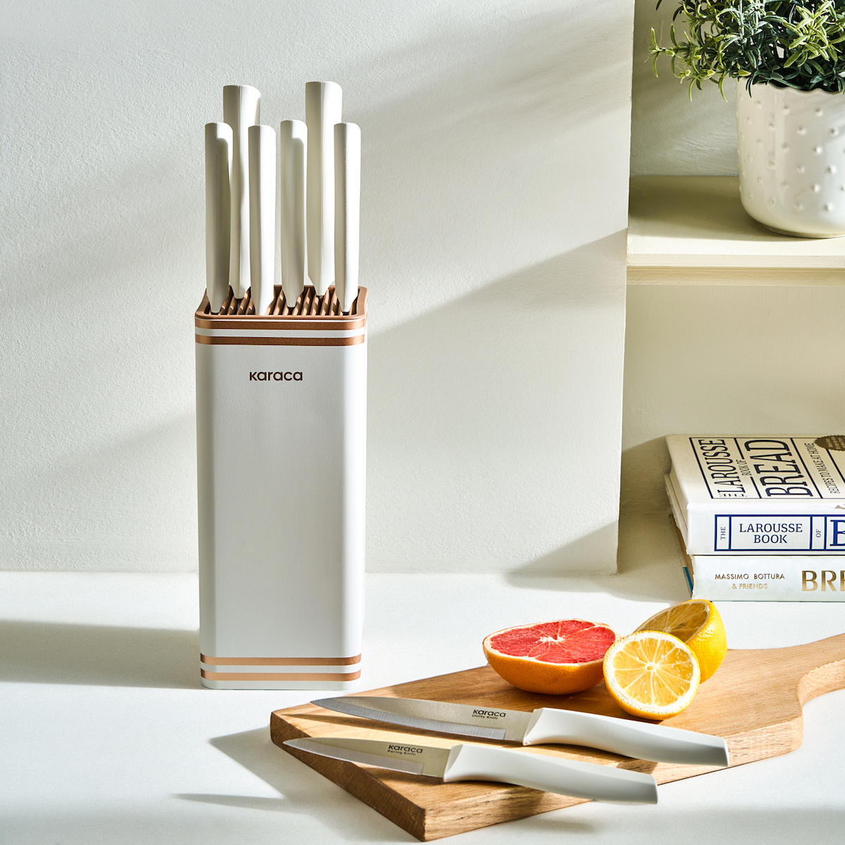 Karaca Performer Megacut Square 9 Parça Standlı Bıçak Seti Krem