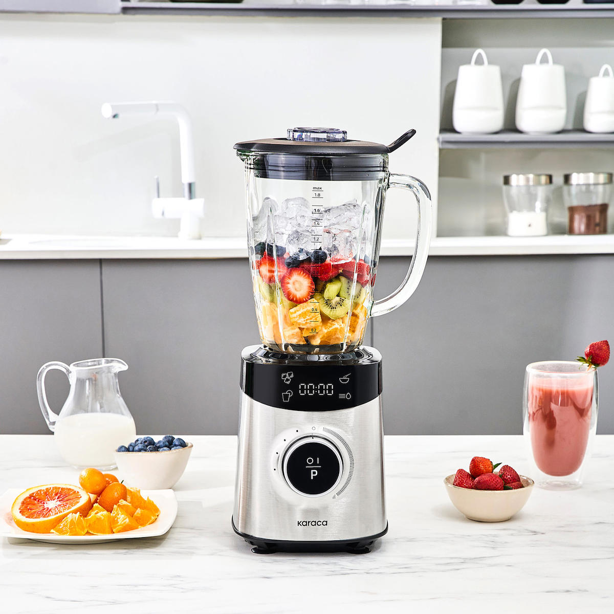 Karaca Dijital Ekran Inox Smoothie Blender Silver 1800W