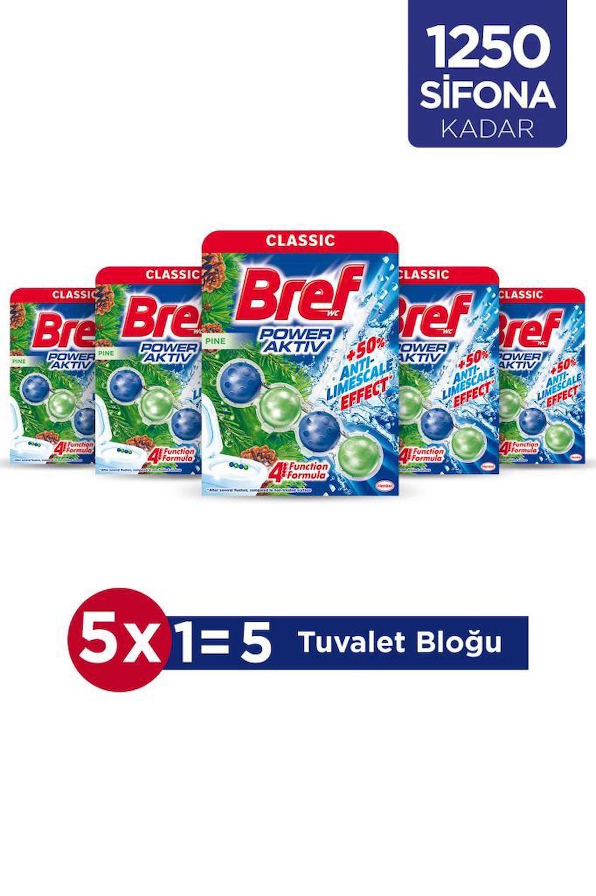 Bref WC Power Aktiv Tekli Paket Katı Tuvalet Bloğu Çam 5'li Set