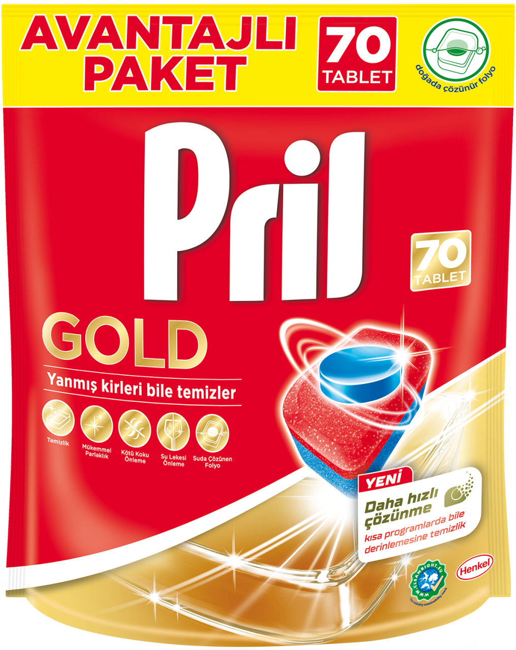 Pril Gold 70 Yıkama Tablet Bulaşık Makinesi Deterjanı 70 Adet 