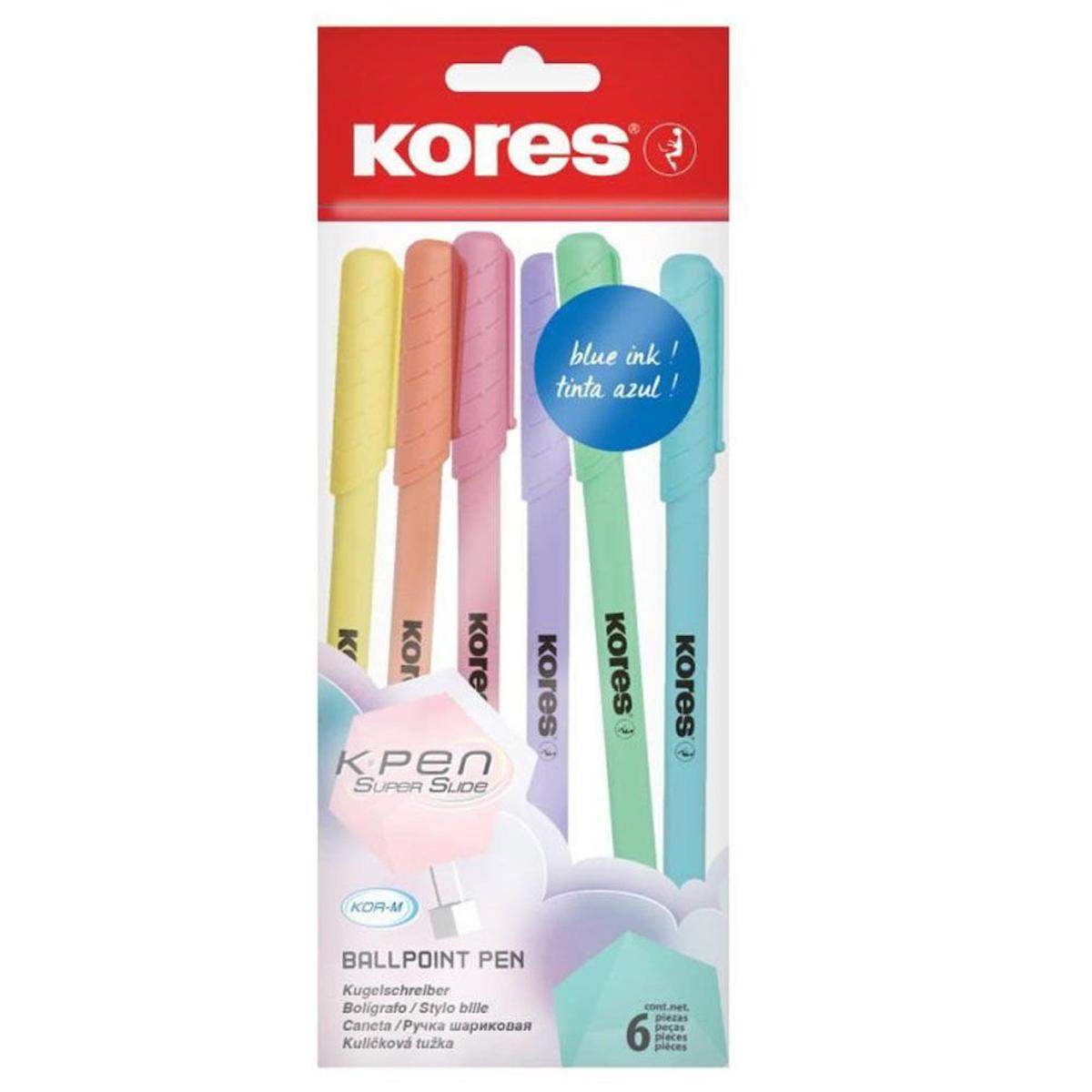 Kores Tükenmez Kalem Pastel Seti 6 Lı