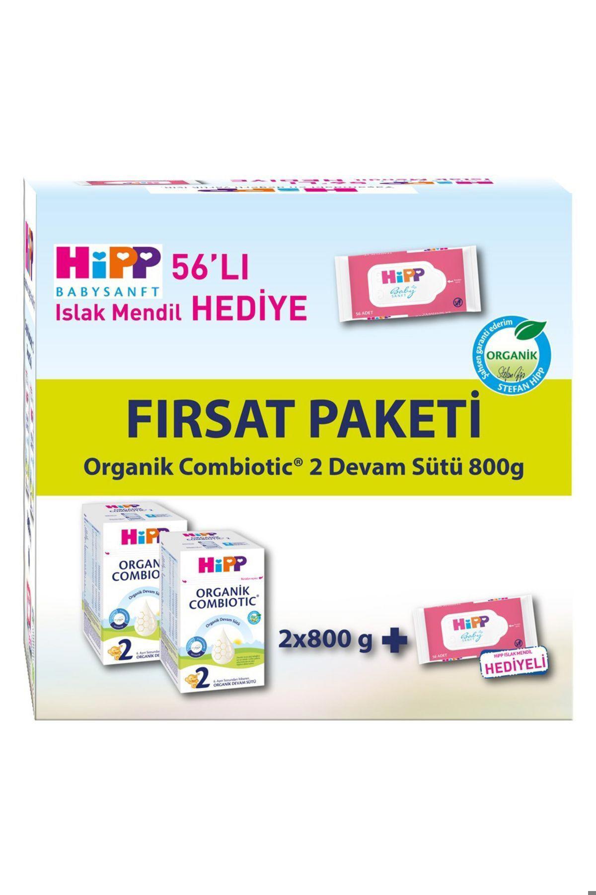 Hipp 2 Organik Bebek Sütü Combiotic 800 gr x 2 Adet Avantaj Paketi (Islak Mendil Hediyeli)