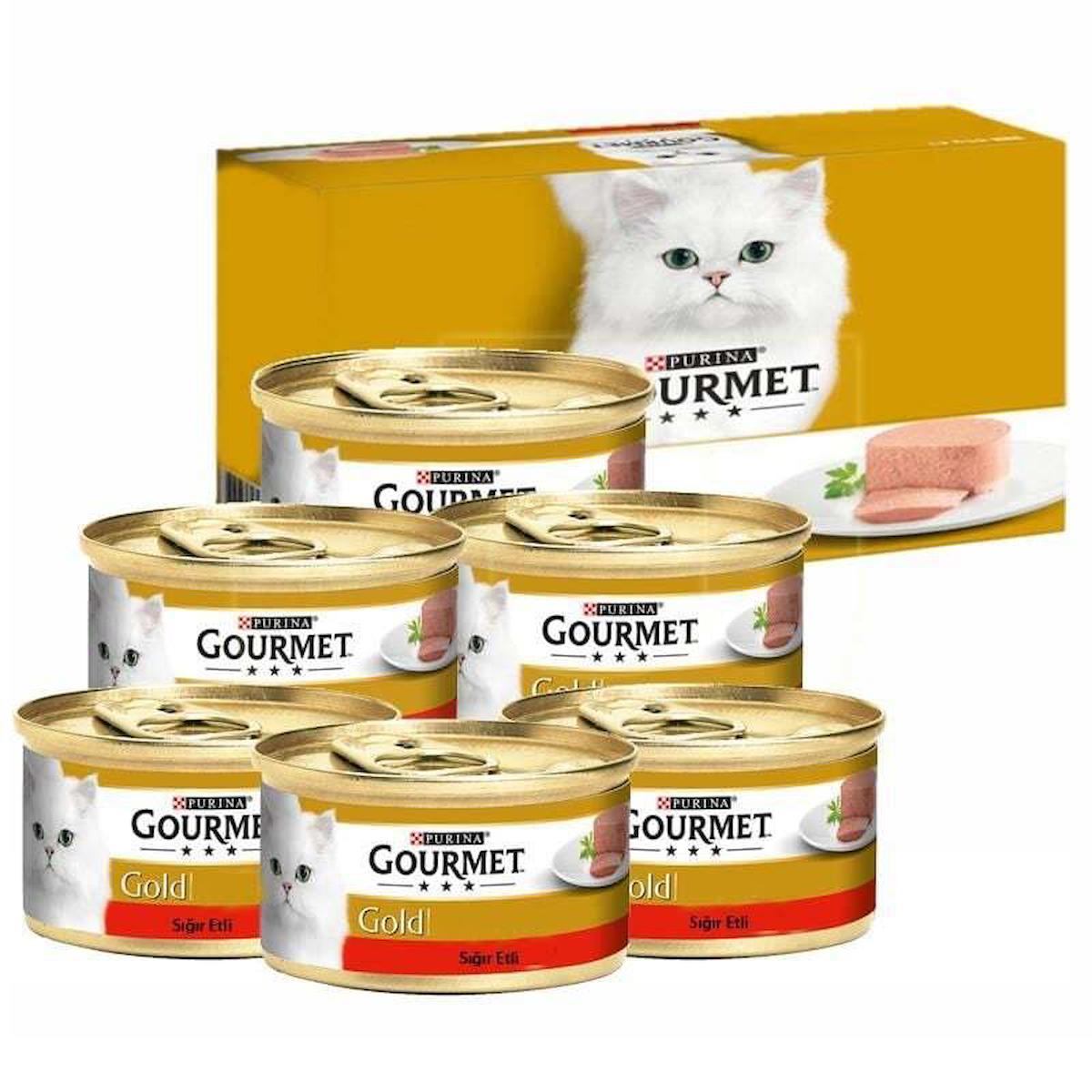 Gourmet Gold Kıyılmış Sığır Etli Yetişkin Kedi Konservesi 6x85 gr