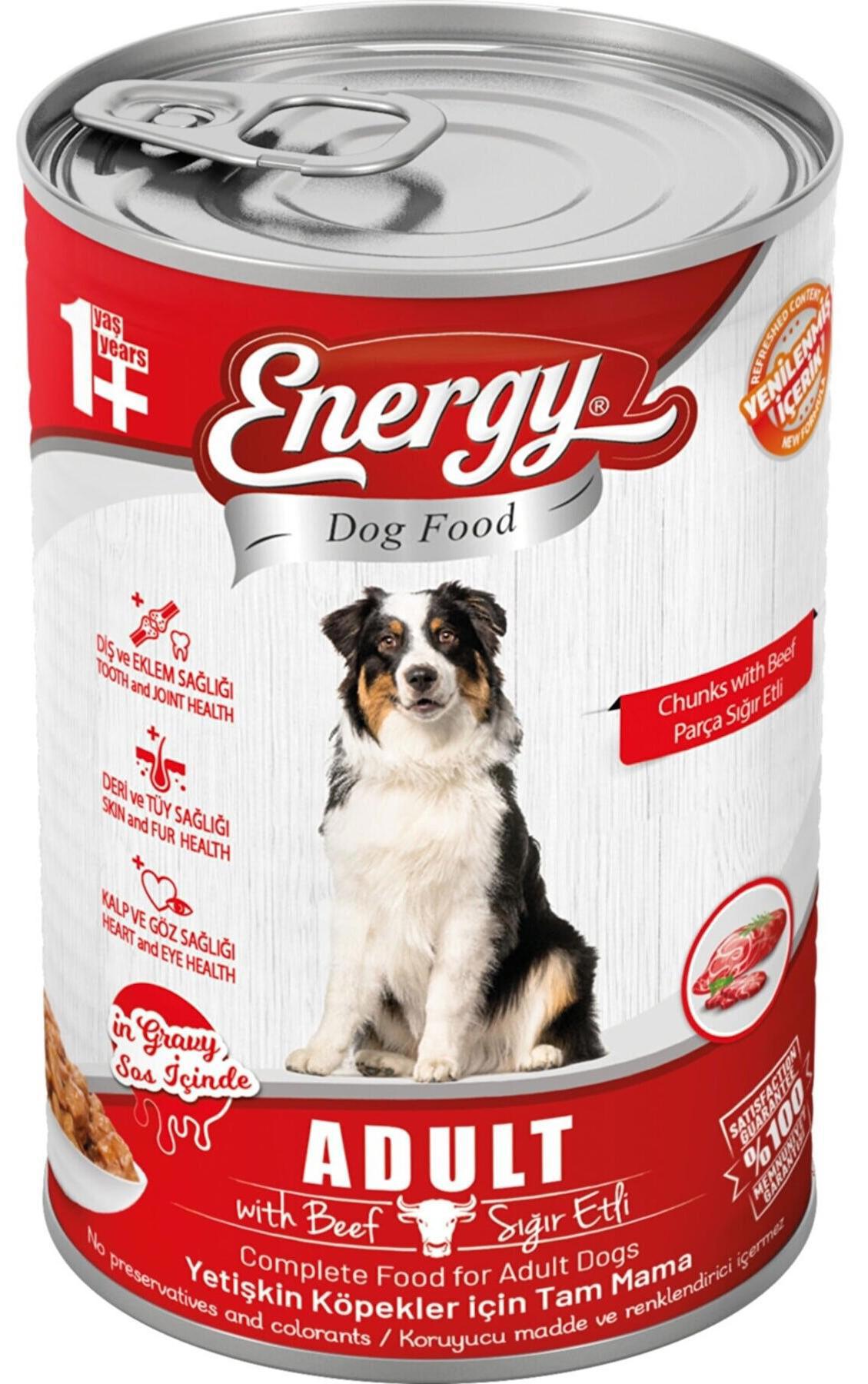 Energy Pet Food Energy Sığır Etli Yetişkin Islak Köpek Konserve Maması 400 Gram 4 Adet