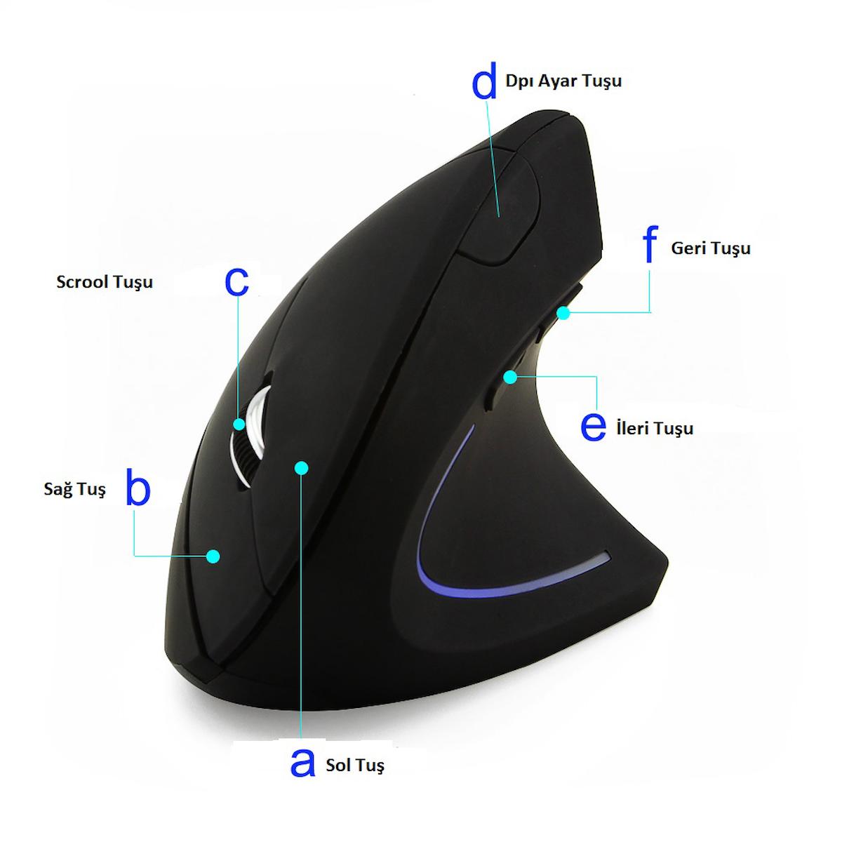TriLine Kablosuz Ergonomik Dikey Mouse 800/1200/1600 DPI