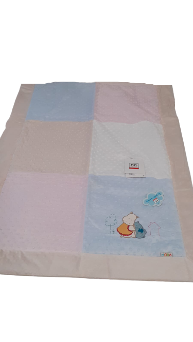 Nivemeshome Nano Patch Tek Kişilik Polar Battaniye Krem - Mavi 90 x 120 cm