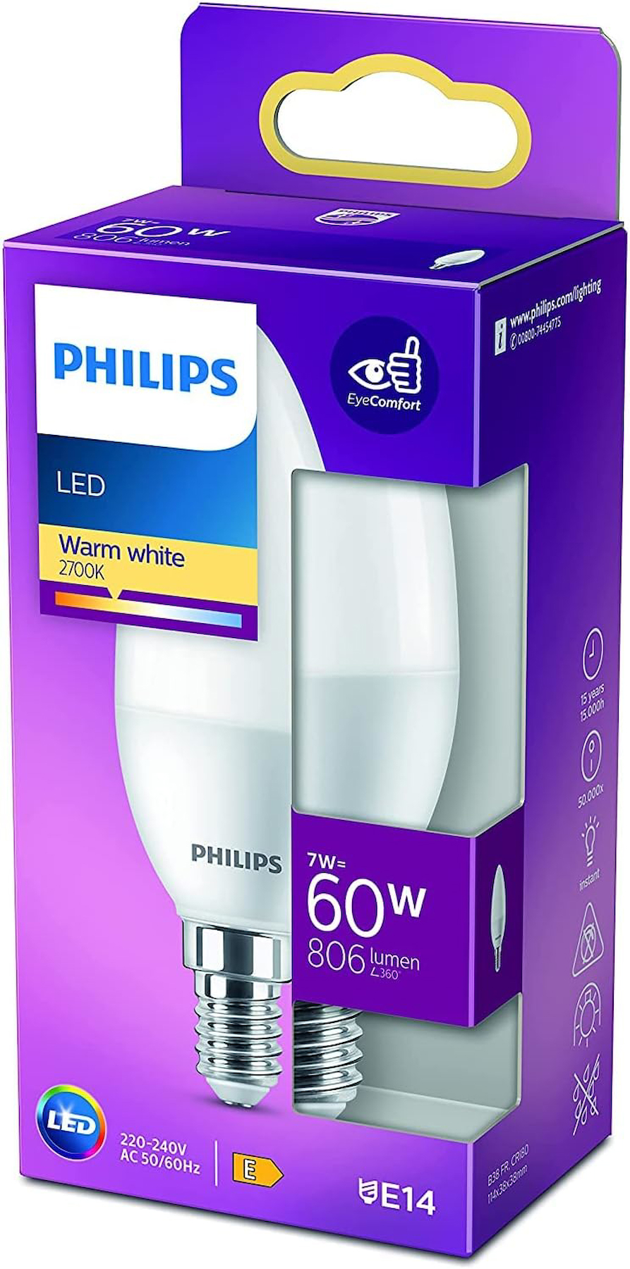 LED 60W B38 E14 Mum Tipi Sarı Işık Dim Edilmez Ampul