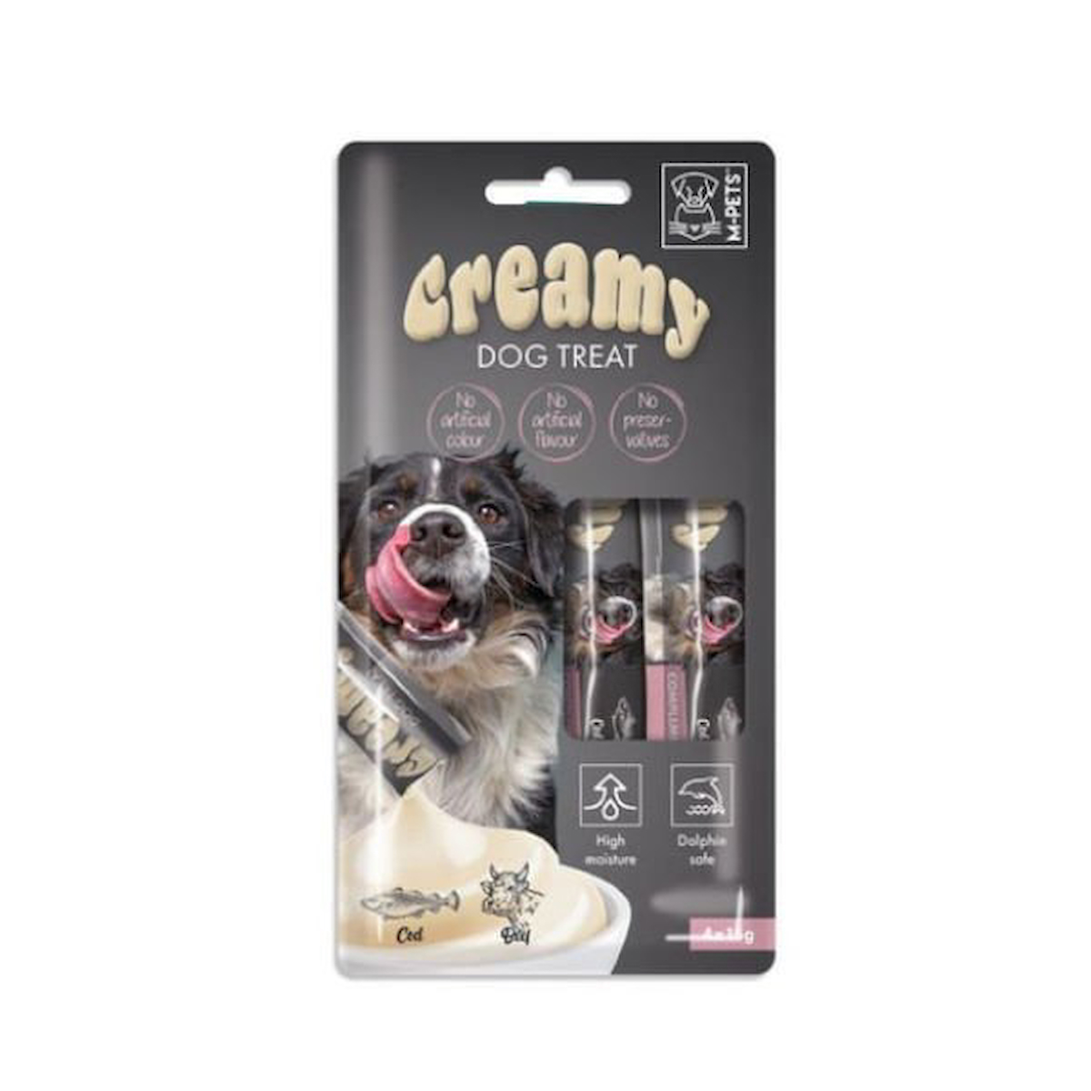 M-Pets Creamy Morina Balıklı ve Biftekli Sıvı Köpek Ödül Maması 15 Gr 4 Adet