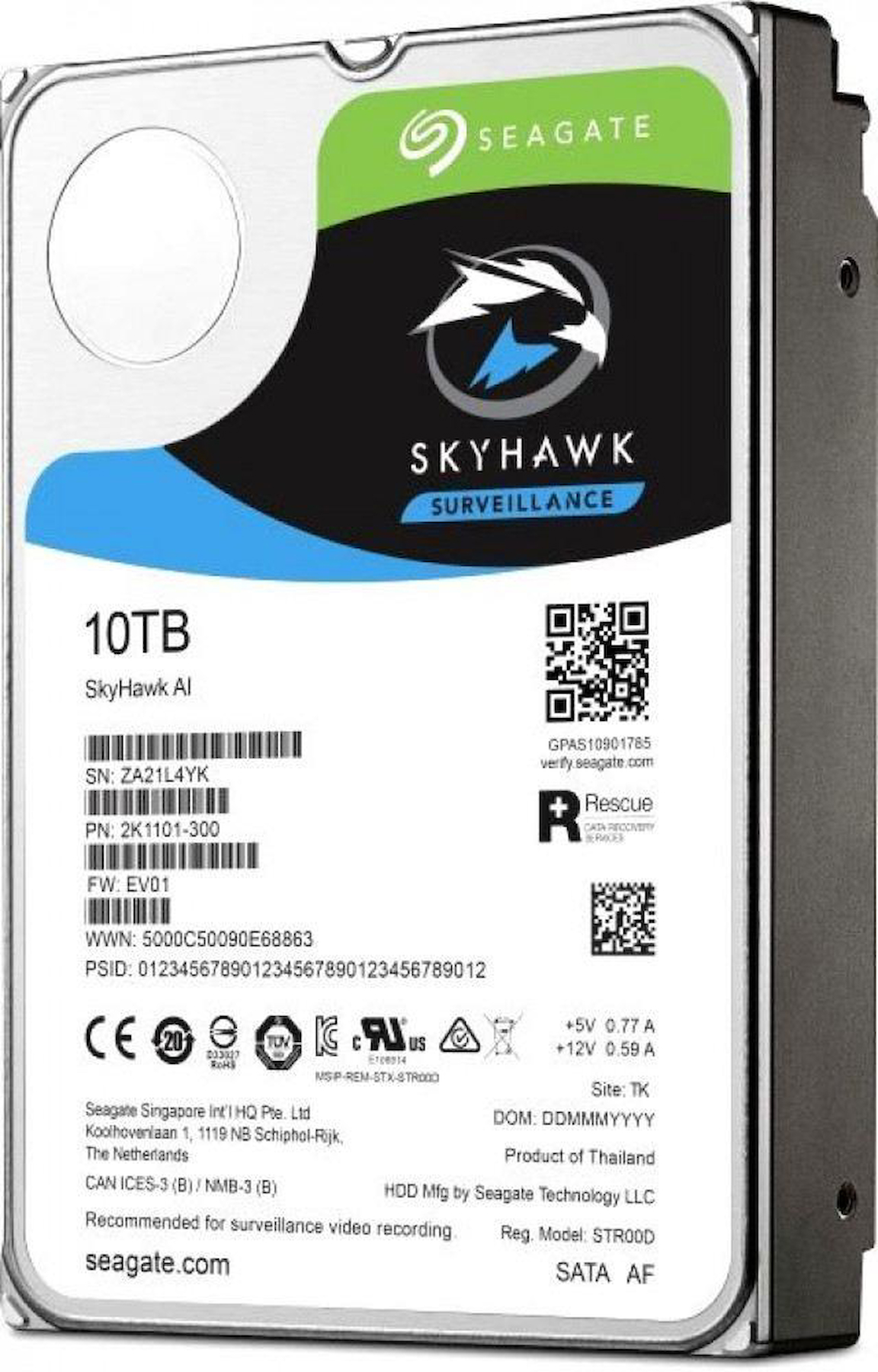 10 TB SEAGATE 3.5 SKYHAWK SATA 7200RPM 256MB 7/24 GUVENLIK ST10000VE001 (RESMI DIST GARANTILI) 