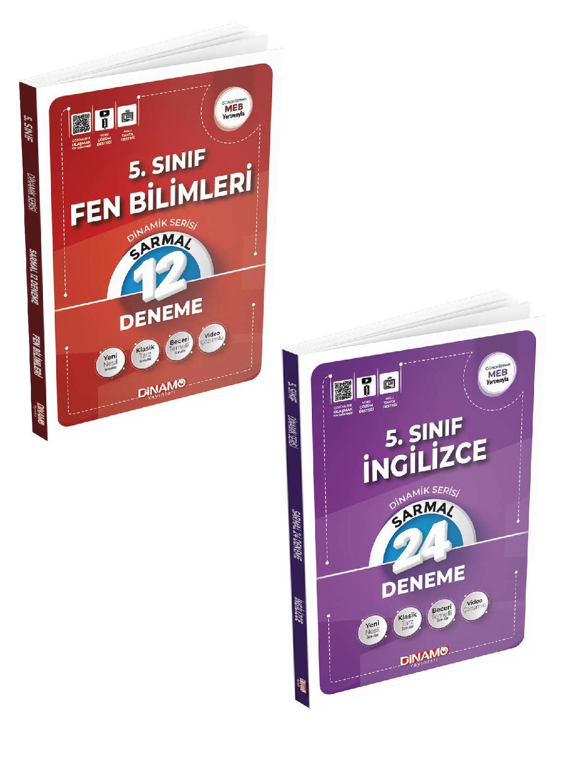 5.sınıf.fen bilimleri ve ingilizce dinamik serisi sarmal deneme 2 li set