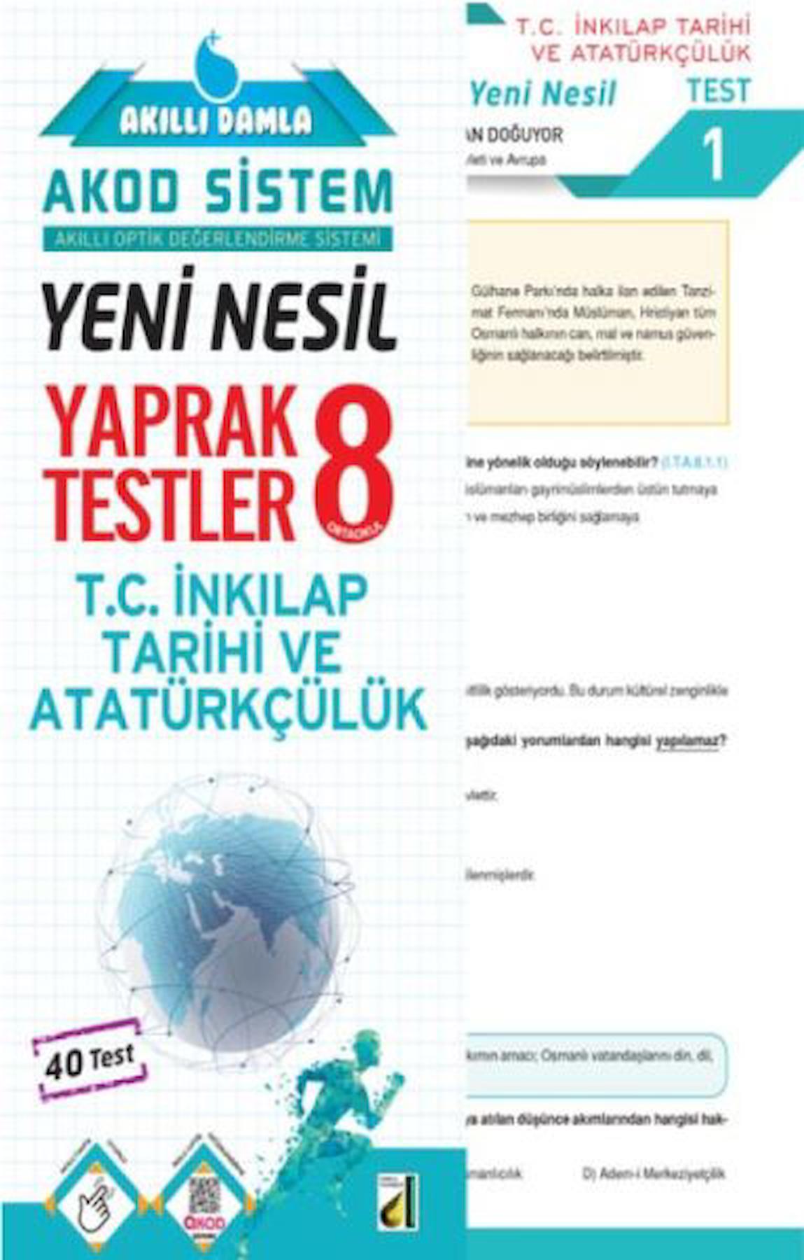 Akıllı Damla T.C. İnkılap Tarihi Ve Atatürkçülük Yeni Nesil Yaprak Testler - 8. Sınıf