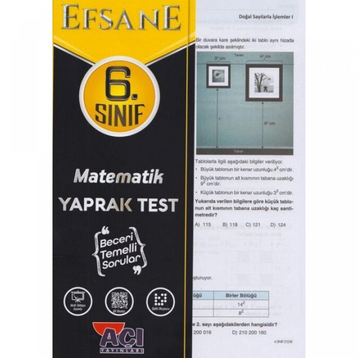 Açı 6.Sınıf Matematik Efsane Yaprak Test