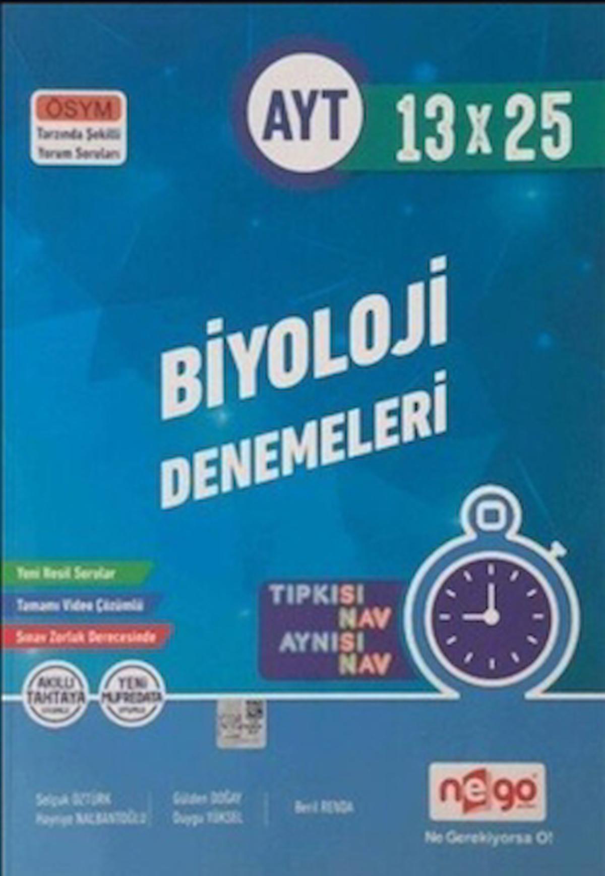 AYT Biyoloji Tamamı Video Çözümlü 13x25 Deneme