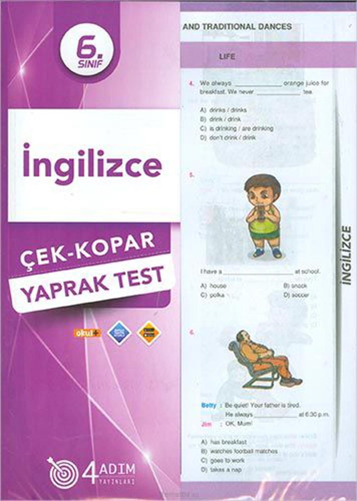 6. Sınıf İngilizce Çek Kopar Yaprak Test