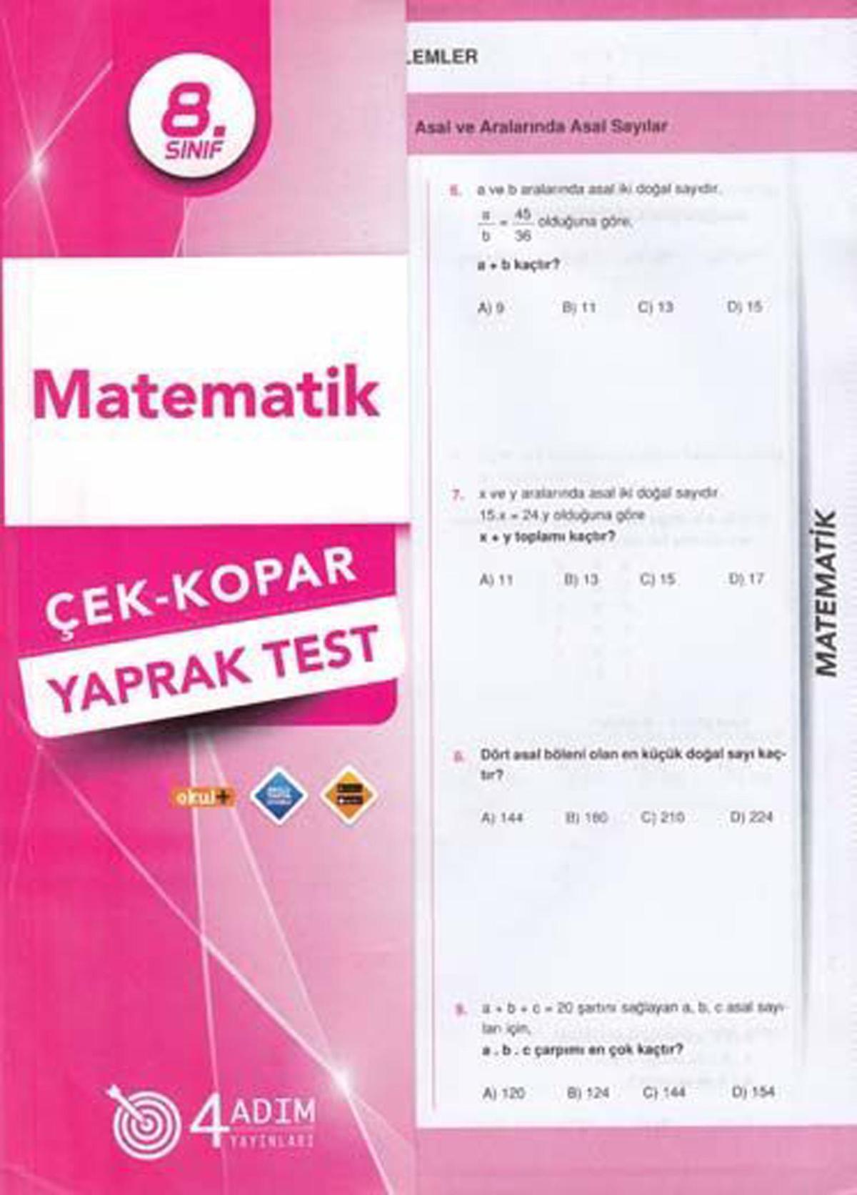 8. Sınıf Matematik Çek-Kopar Yaprak Test