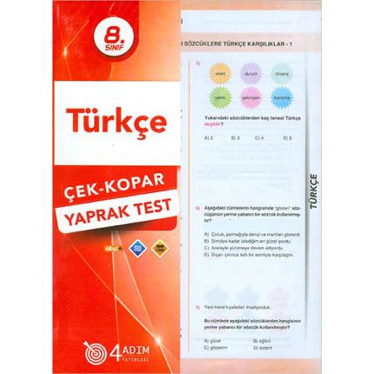 8. Sınıf Türkçe Çek-Kopar Yaprak Test