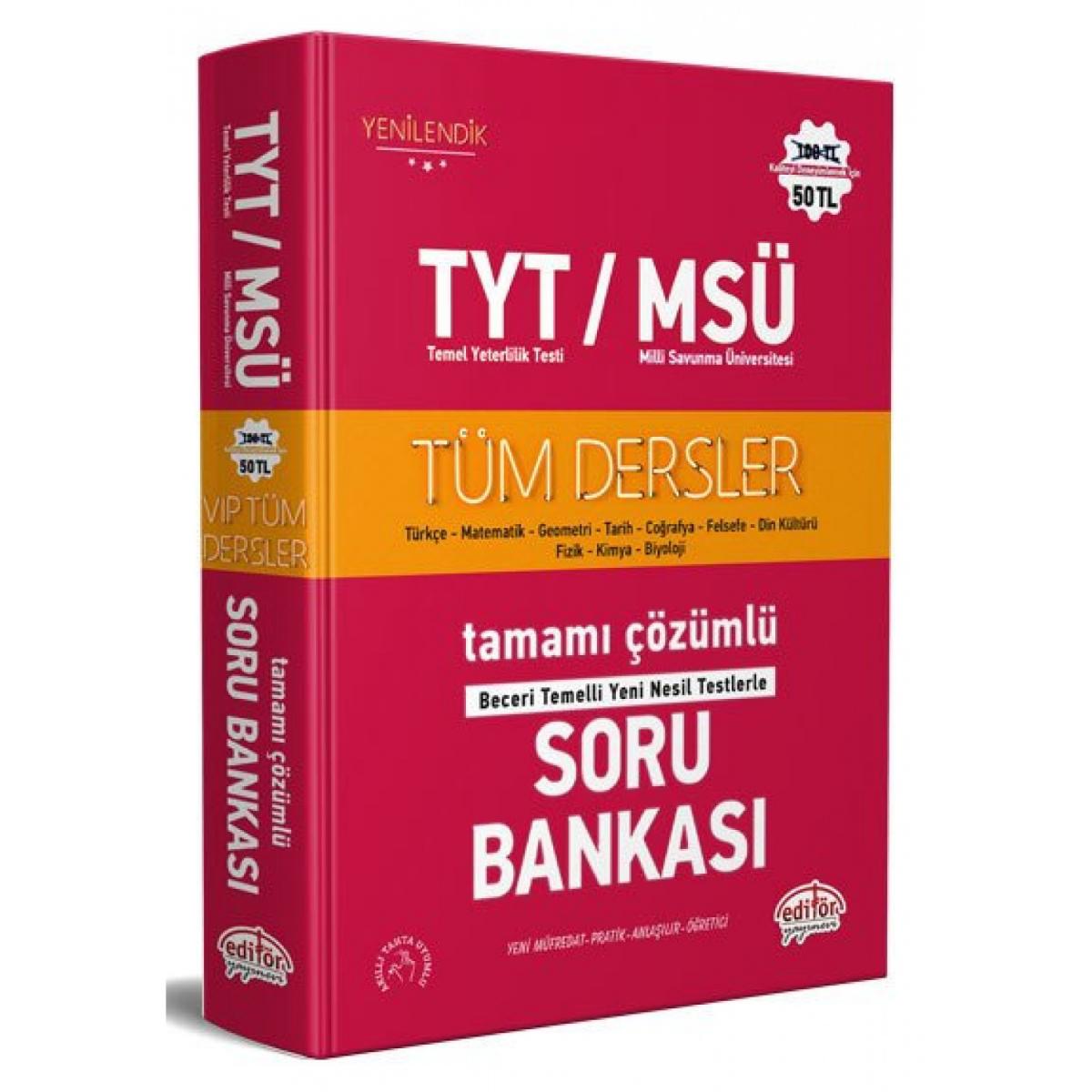 TYT - MSÜ Tüm Dersler Tamamı Çözümlü Soru Bankası