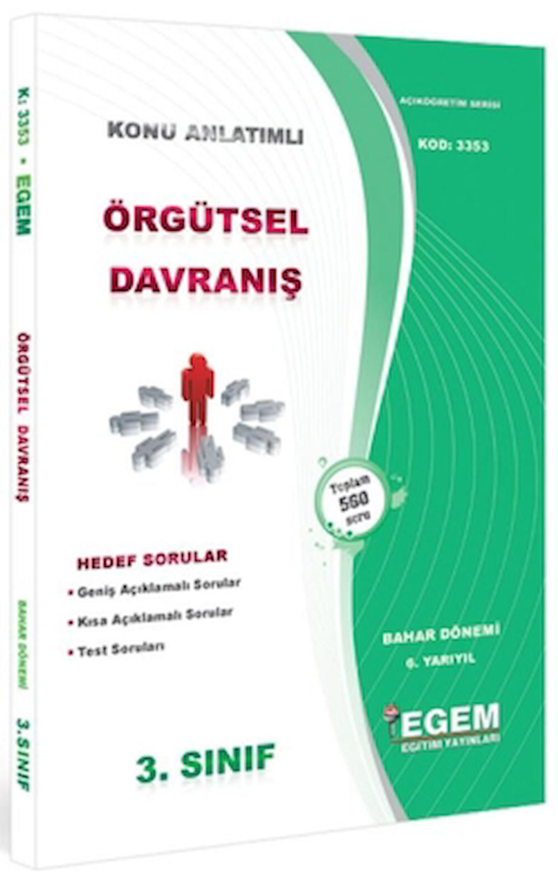 3. Sınıf 6. Yarıyıl Konu Anlatımlı Örgütsel Davranış - Kod 3353