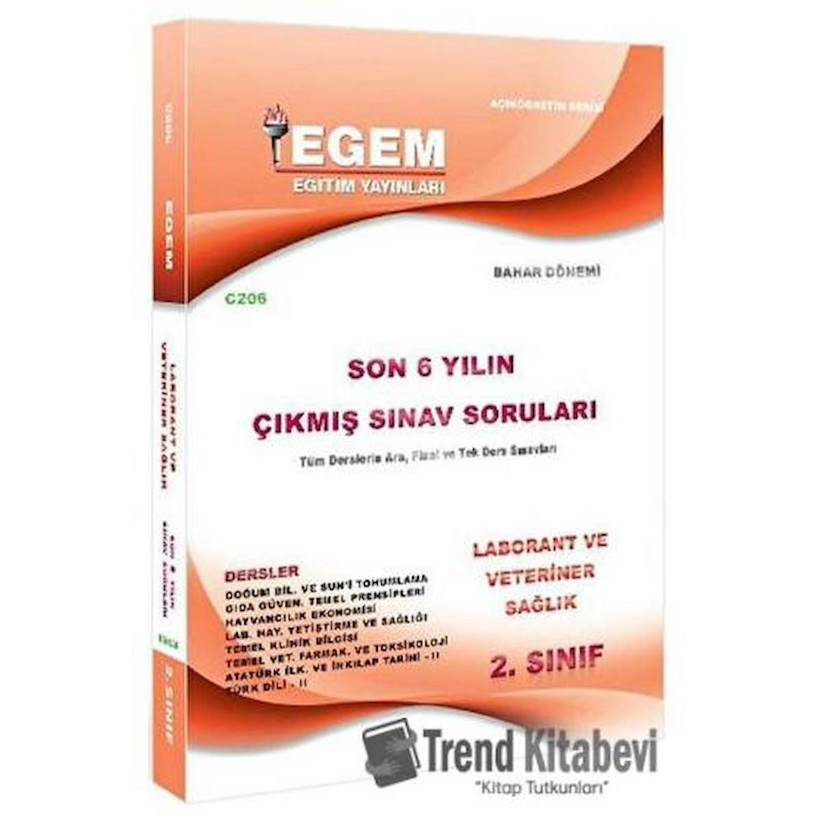 2. Sınıf Laborant ve Veteriner Sağlık Son 6 Yılın Çıkmış Sınav Soruları - Kod C206