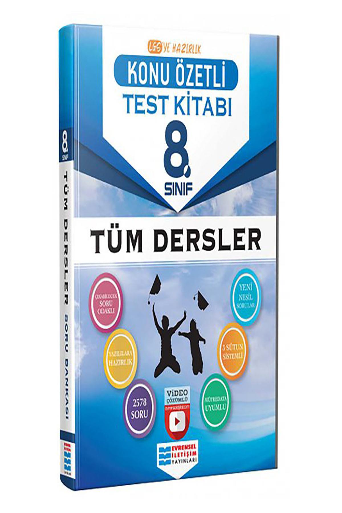 8. Sınıf Tüm Dersler Konu Özetli Video Çözümlü Test Kitabı - Kolektif - Evrensel İletişim Yayınları