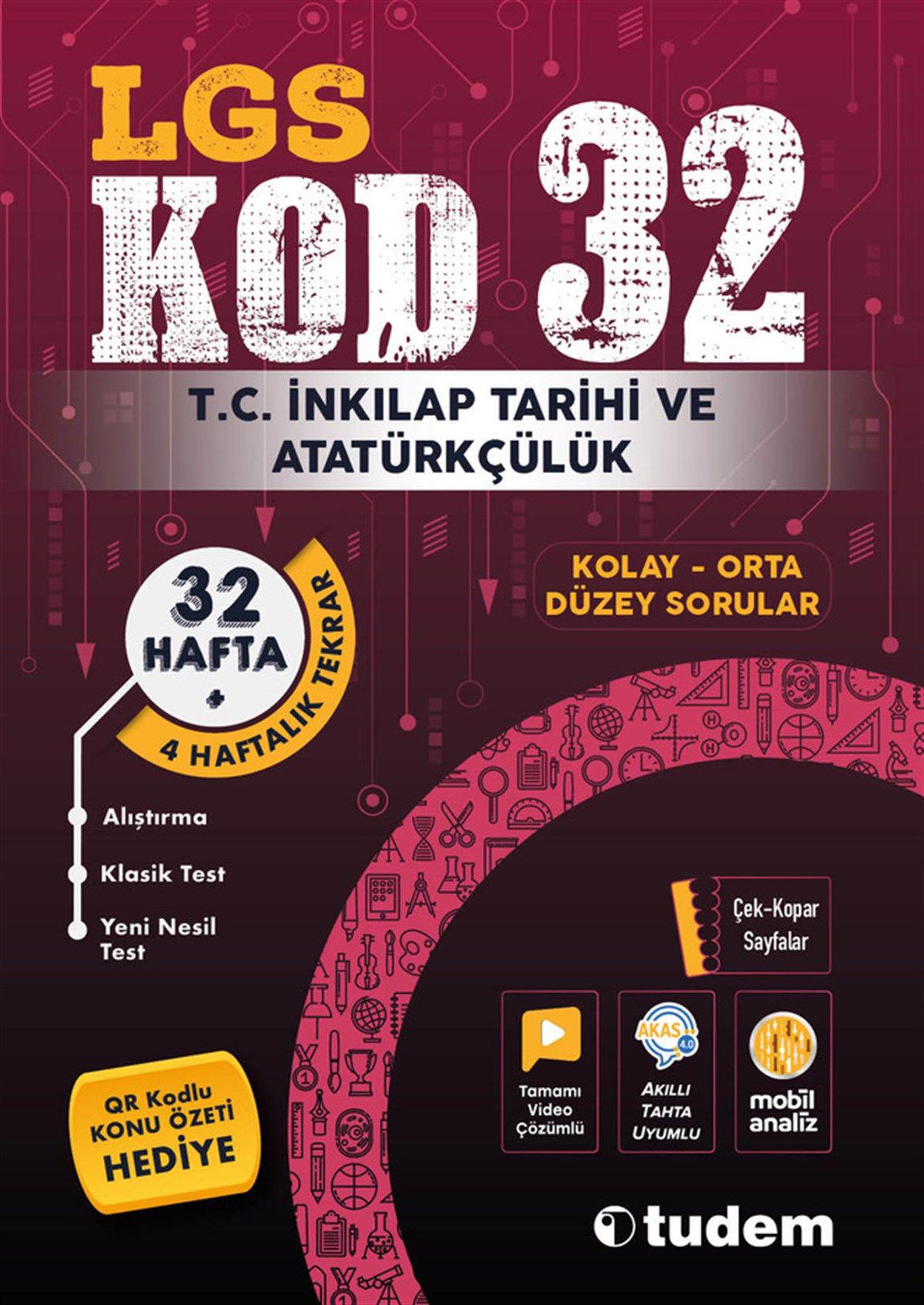 Tudem 8.Sınıf LGS İnkılap Tarihi Kod 32 Tekrar Kitabı