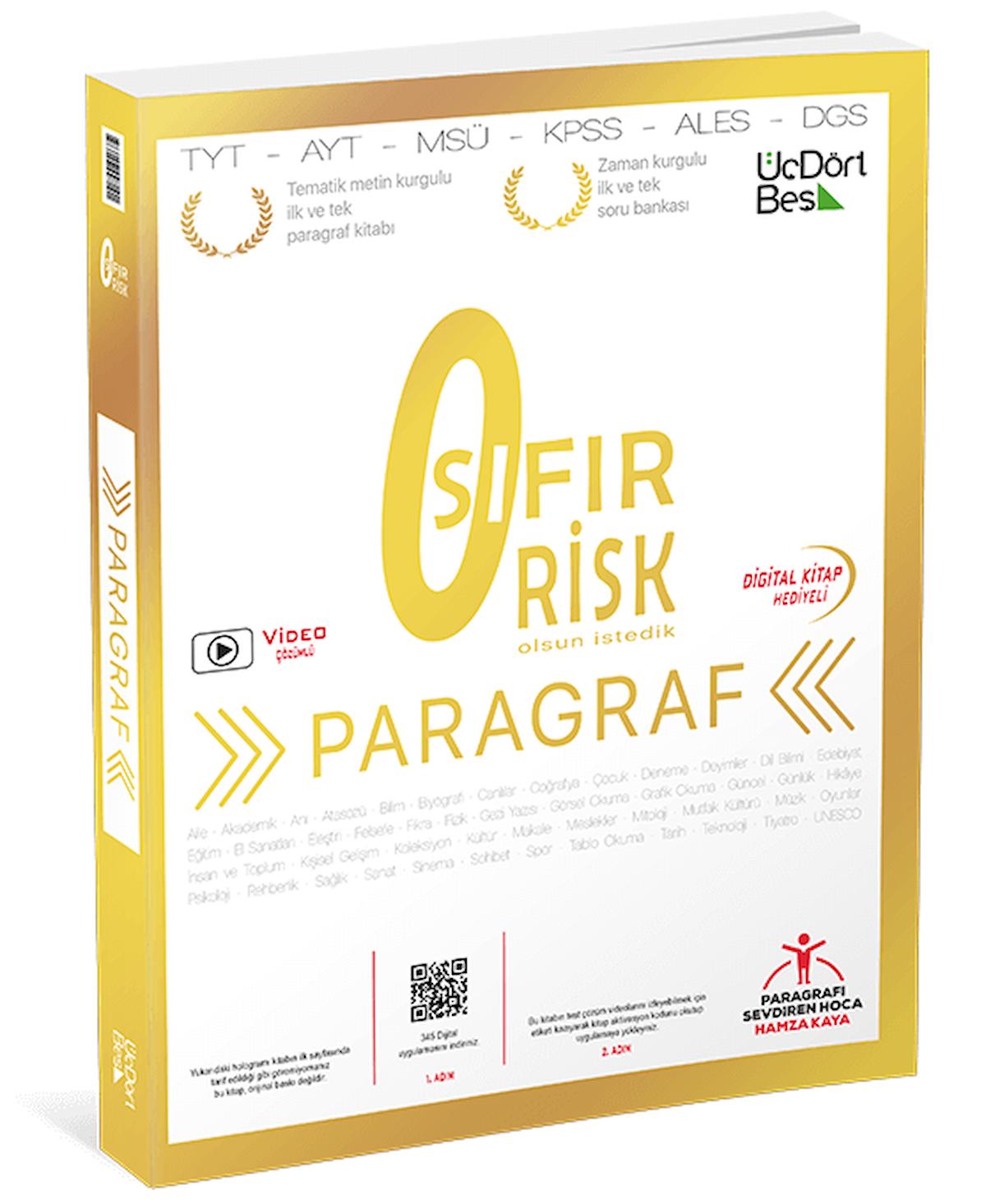 Üçdörtbeş  Sıfır Risk paragraf - Üç Dört Beş yayınları