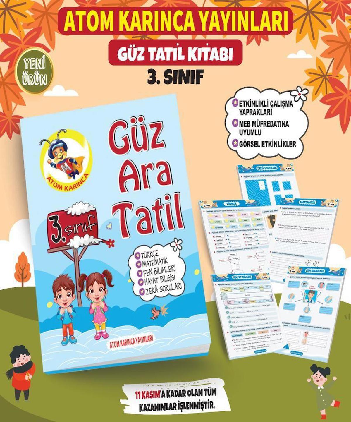 Atom Karınca 3. Sınıf Güz Ara Tatil Kitabı