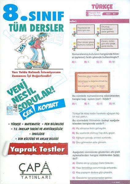 8. Sınıf Tüm Dersler Yaprak Test