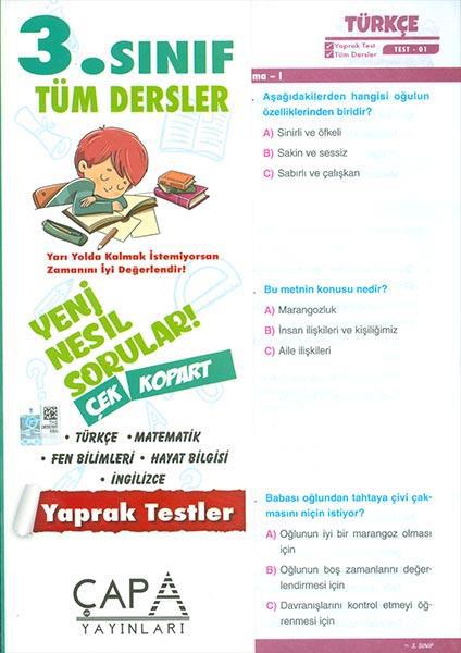 3. Sınıf Tüm Dersler Yaprak Test