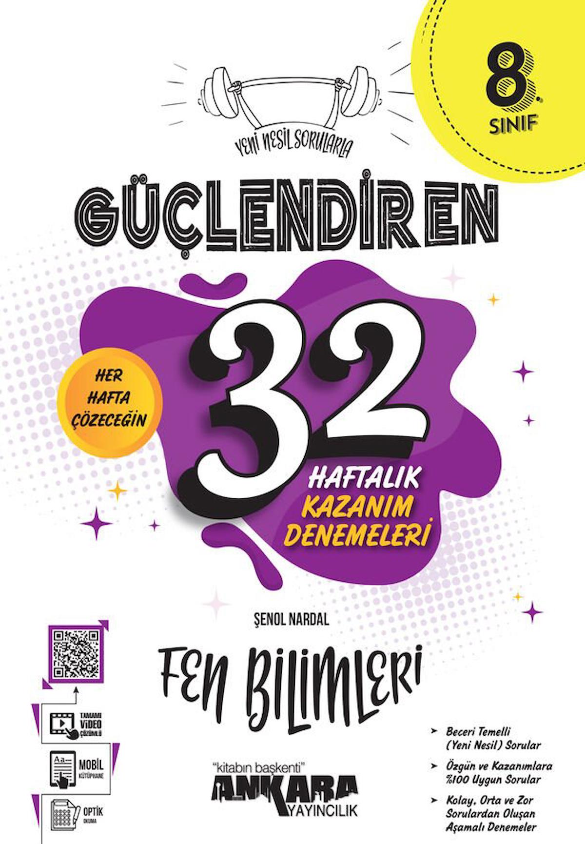 8. Sınıf Güçlendiren 32 Haftalık Fen Bilimleri Kazanım Denemeleri