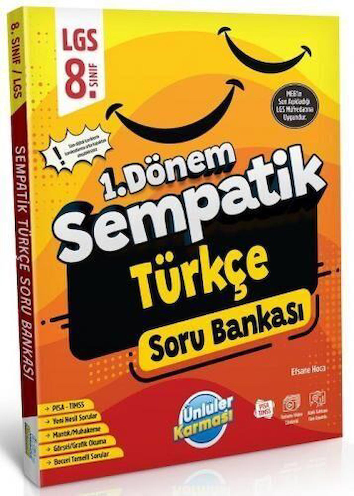 8. Sınıf LGS Türkçe 1. Dönem Sempatik Soru Bankası Ünlüler Karması