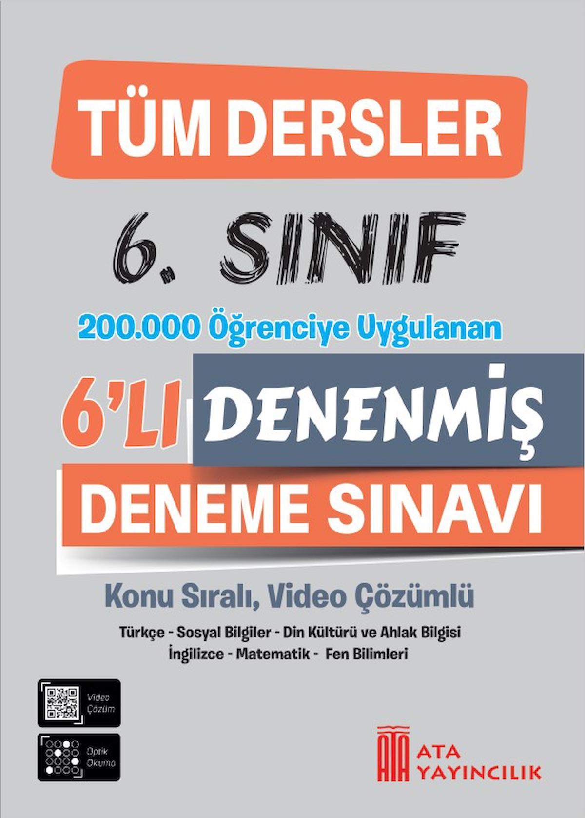 6. Sınıf Tüm Dersler Denenmiş 6'lı Deneme Sınavı