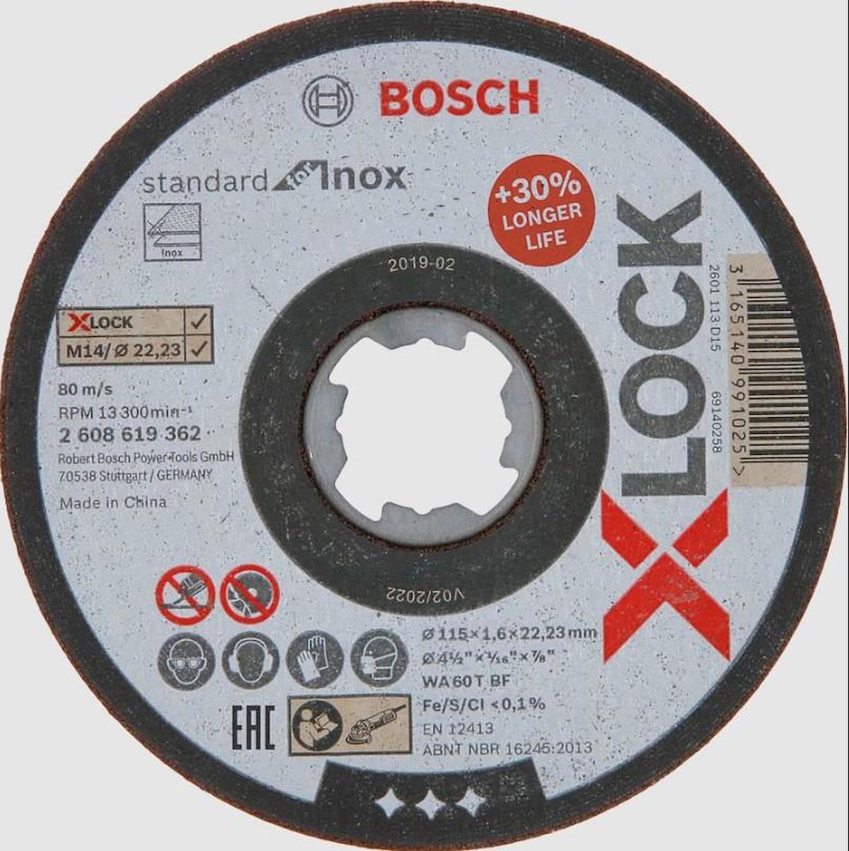 Bosch Xlock İnox Kesici 115X1X22,23 mm